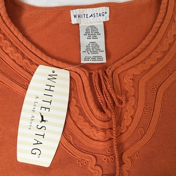 White Stage NEW Apricot Peach Knit Top XL - Picture 7 of 7